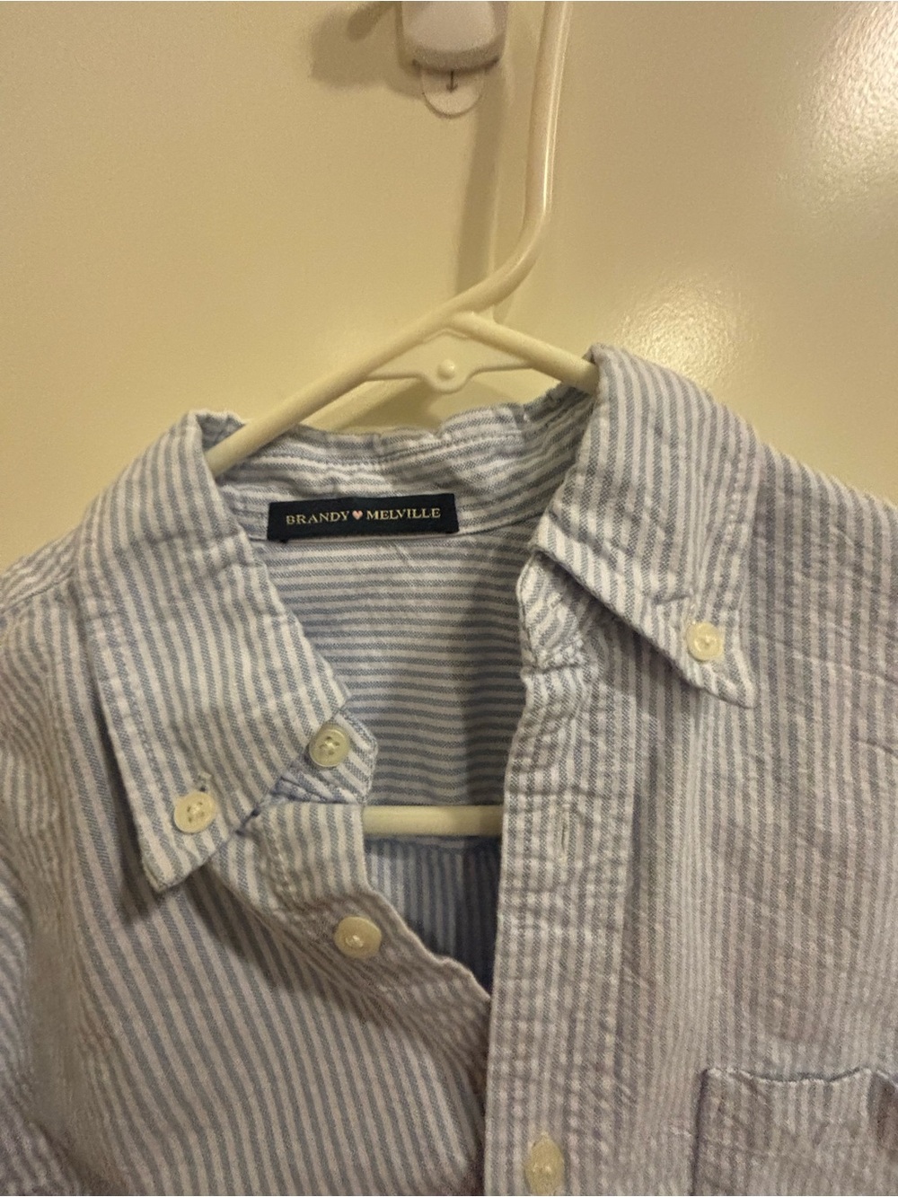 Brandy Melville Light Blue & White Striped Button-Up long sleeve Shirt